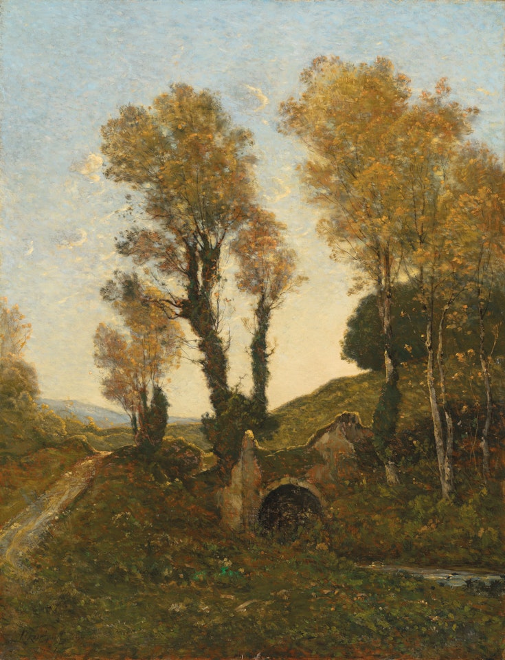 Sous bois au soleil couchant by Henri Harpignies