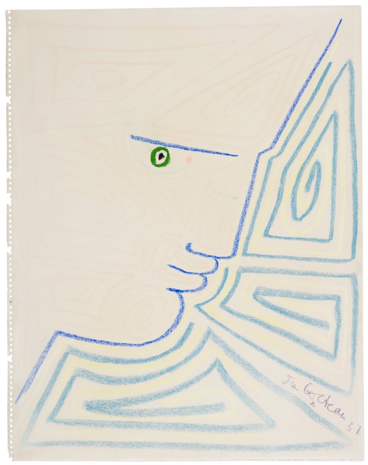 PROFIL BLEU AUX ARABESQUES by Jean Cocteau