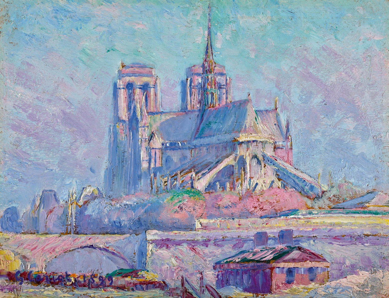 ÉTUDE DE NÔTRE DAME PRISE DU PORT AUX VINS by Gustave Cariot