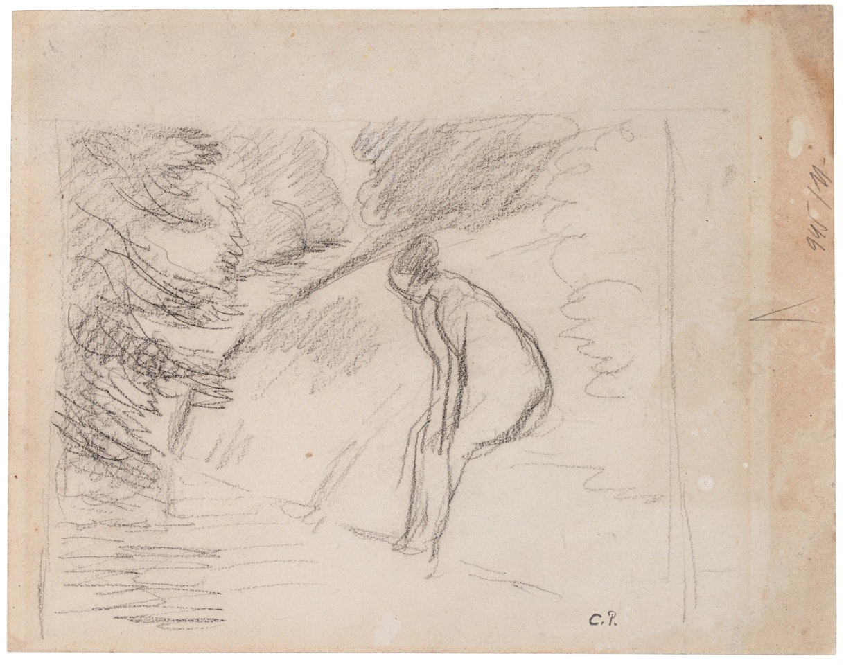 ÉTUDE POUR 'BAIGNEUSE DANS LES BOIS' by Camille Pissarro