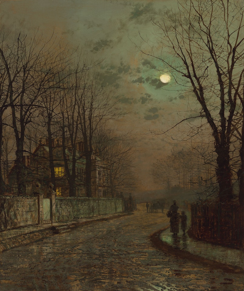 A wet road, Knostrop, Yorkshire by John Atkinson Grimshaw