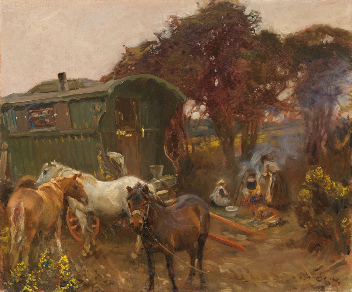 Gypsy Caravan at Ringland Hills by Alfred James Munnings
