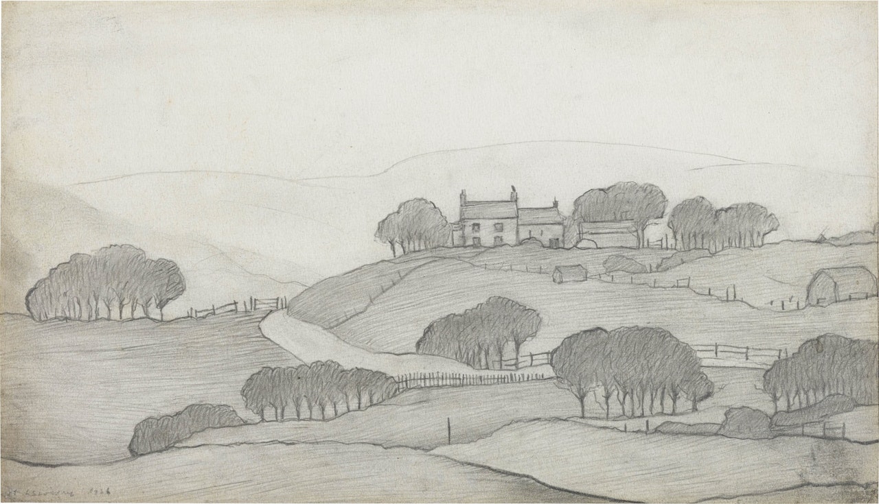 HILL FARM IN THE PEAK DISTRICT by Laurence Stephen Lowry