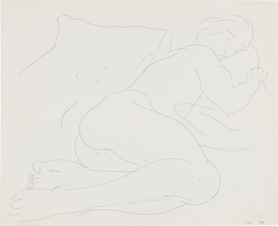 FIGURE SLEEPING by David Hockney