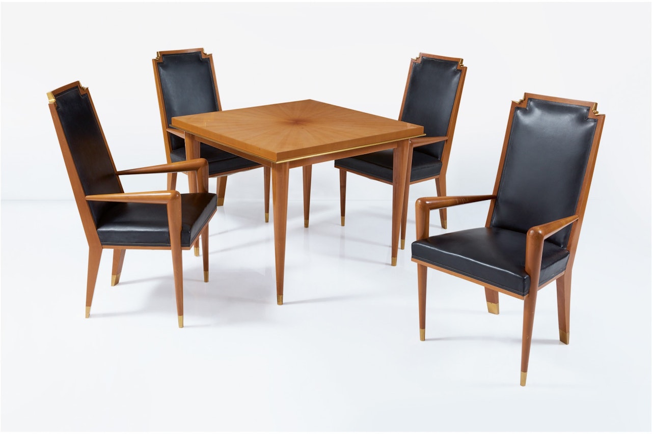 "BRIDGE" TABLE AND ARMCHAIRS by Jean Royere