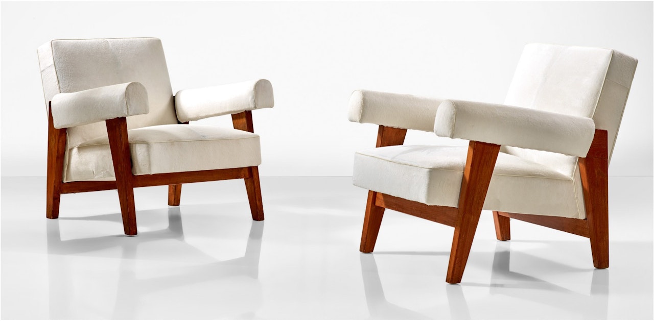 PAIR OF ARMCHAIRS, MODEL NO. LC/PJ-SI-42-A by Le Corbusier & Pierre Jeanneret