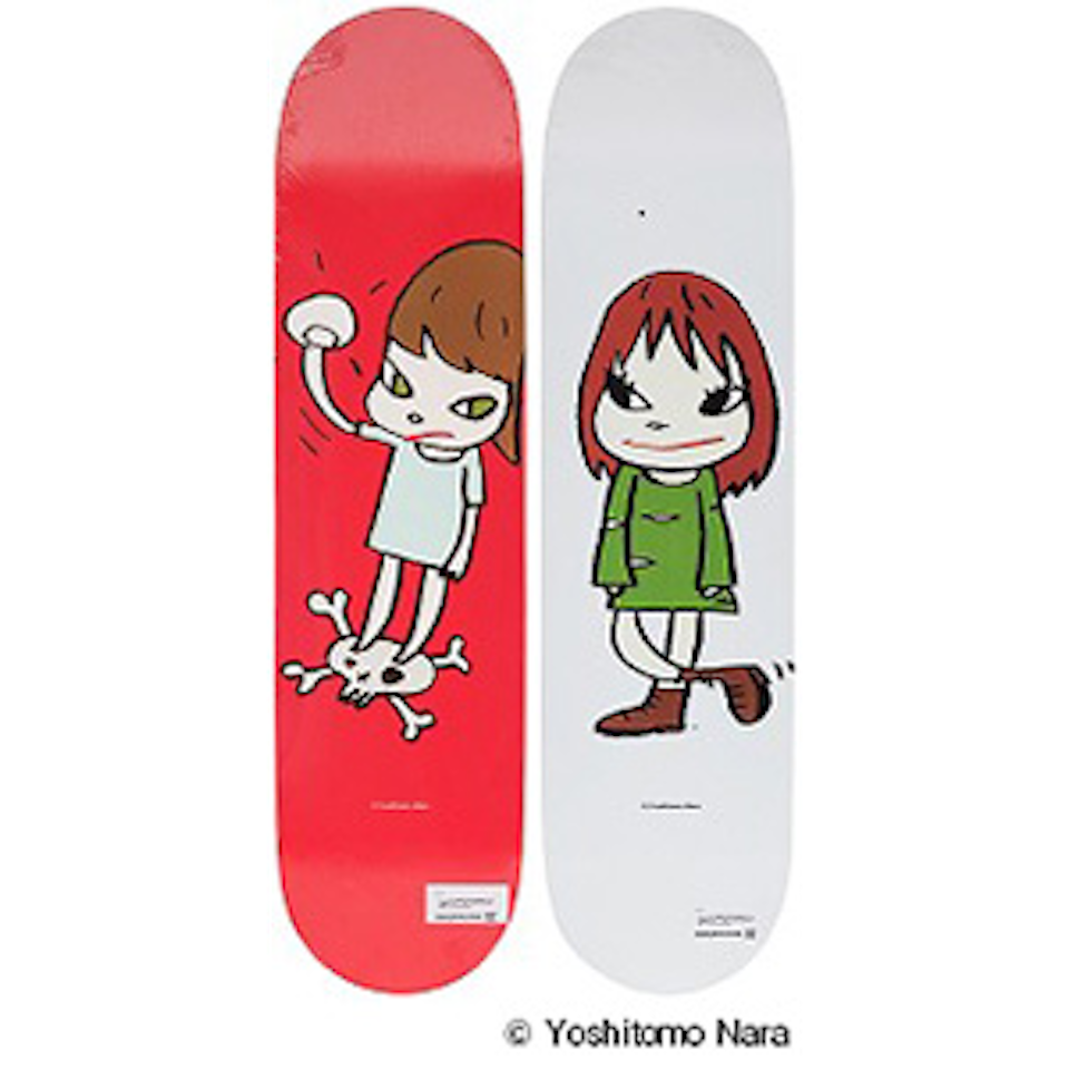 Girl on top of skull／Green Dress Girl by Yoshitomo Nara