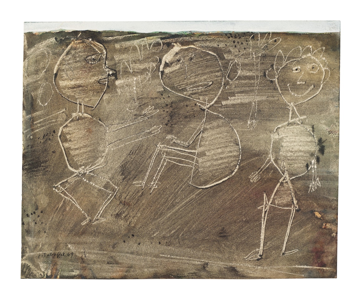 Paysage vert avec trois personnages by Jean Dubuffet