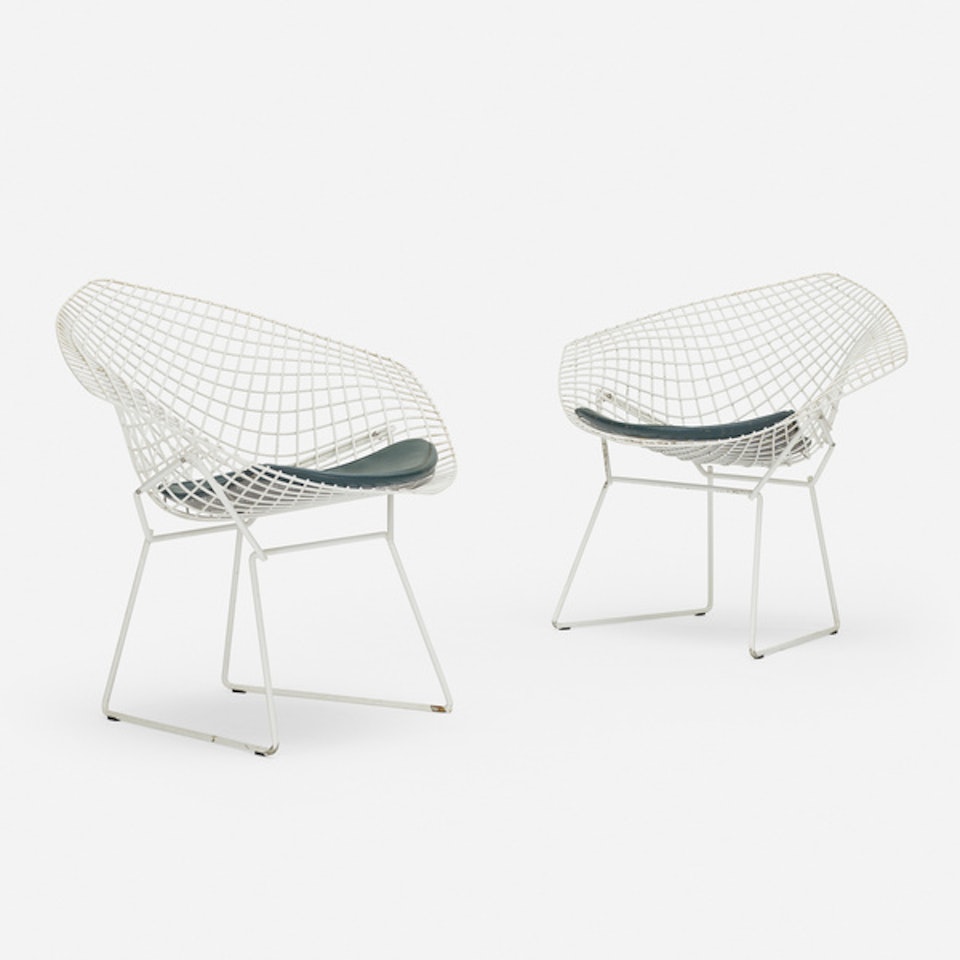 Diamond chairs, pair by Harry Bertoia