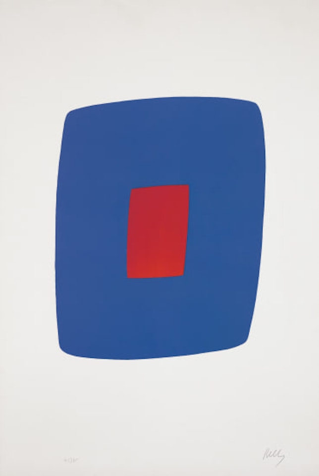 Dark Blue with Red, from Suite of Twenty-Seven Color Lithographs by Ellsworth Kelly