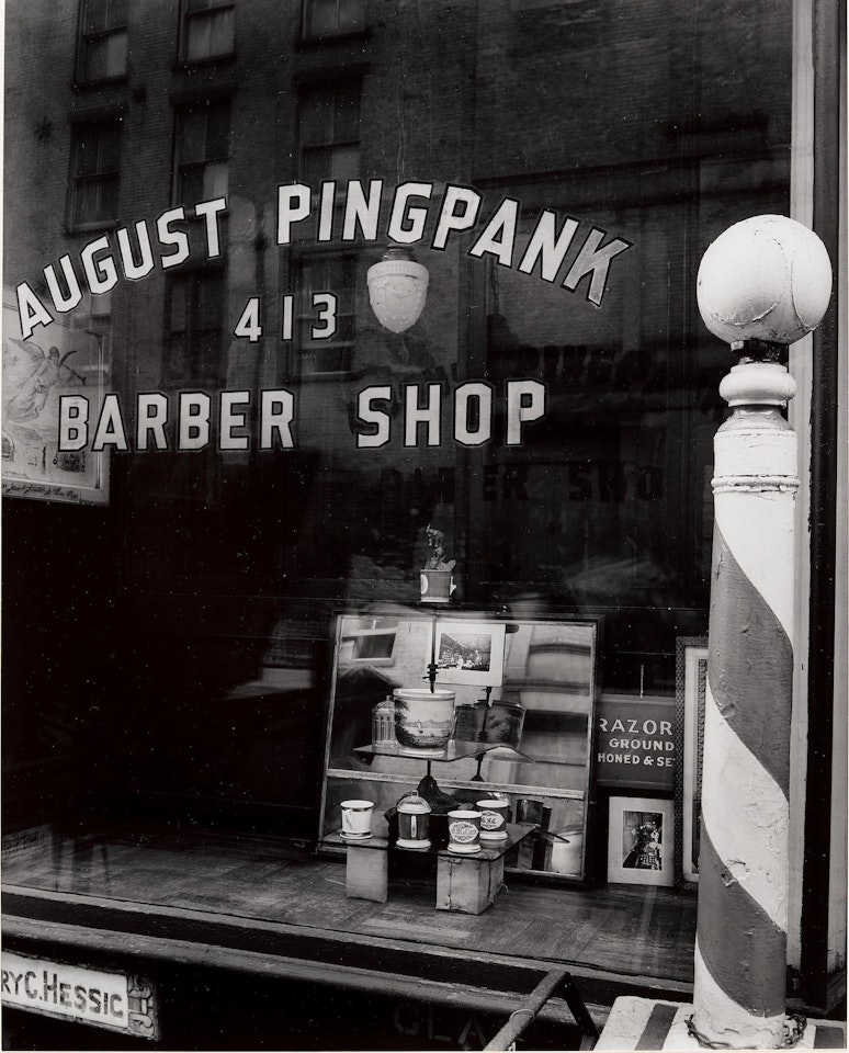 Pingpank Barber Shop, 413 Bleecker Street by Berenice Abbott