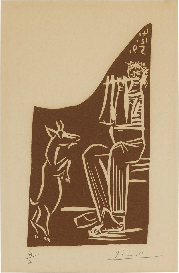 FLÛTISTE ET CHÈVRE SAVANTE (B. 949; BA. 1267) by Pablo Picasso