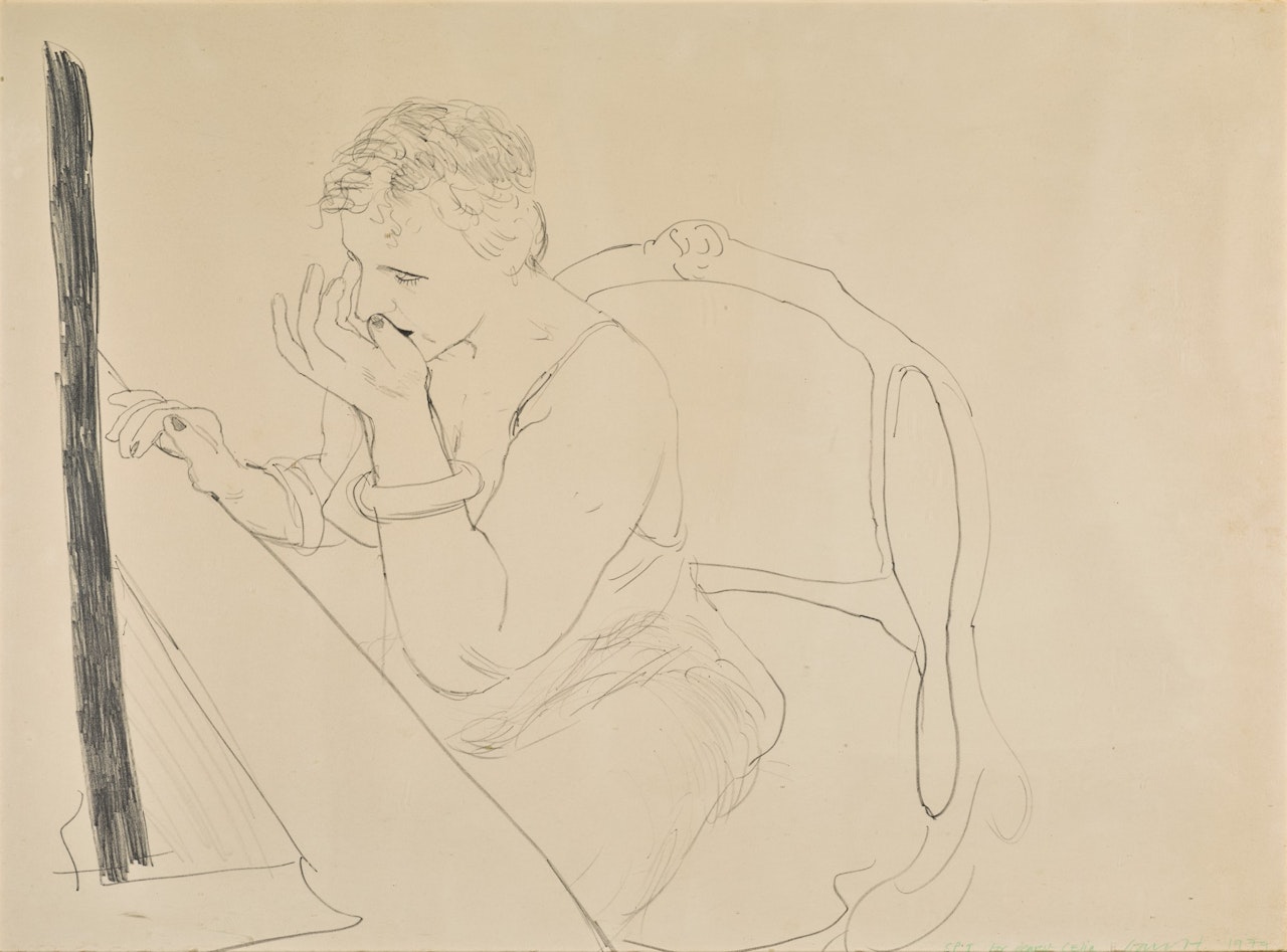 CELIA ADJUSTING HER EYELASH (GEMINI 837) by David Hockney