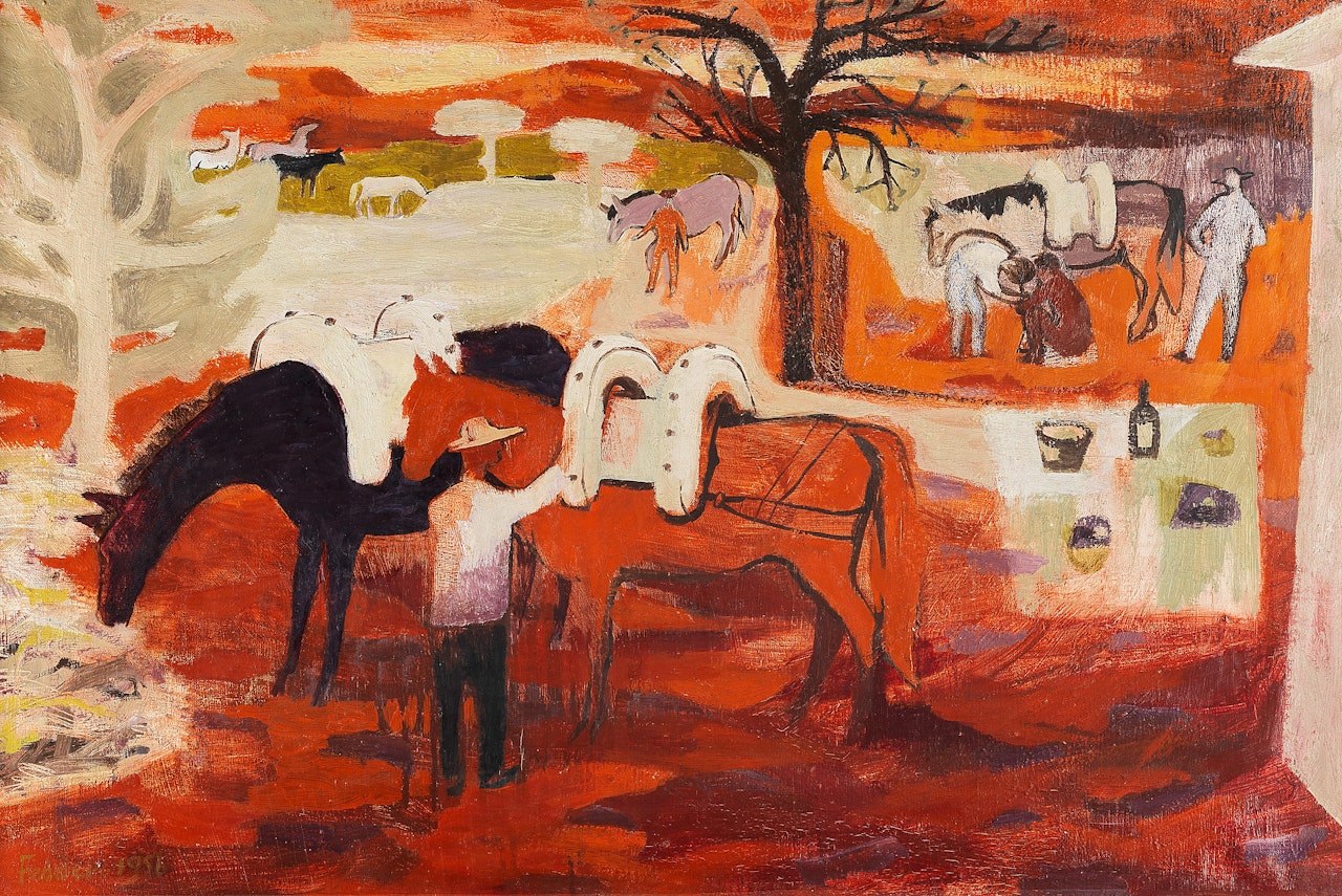 Landscape with Figures and Horses by Mary Fedden