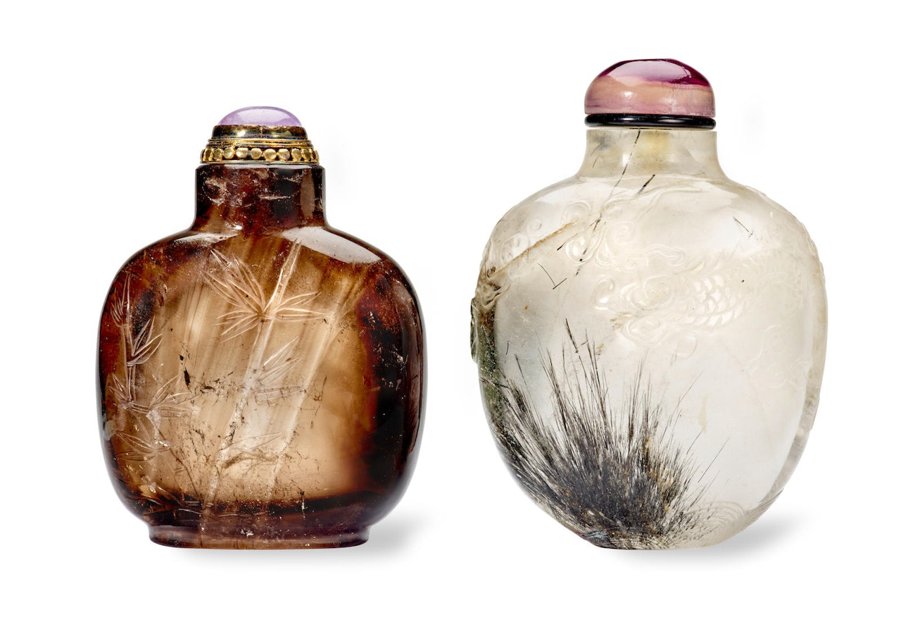 TWO ROCK CRYSTAL SNUFF BOTTLES by Anonymous