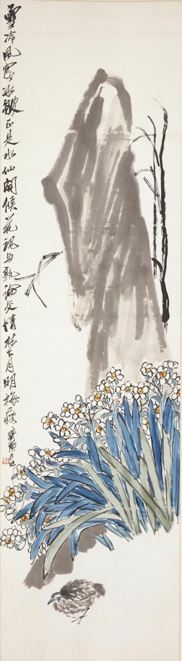 Narcissus, Rock and Quail by Qi Baishi