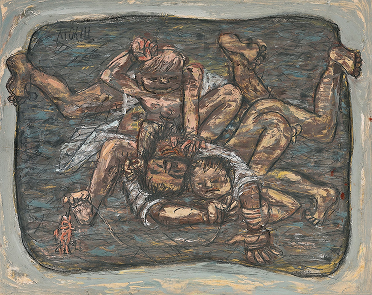 Father Playing with Two Sons by Lee JoongSeop