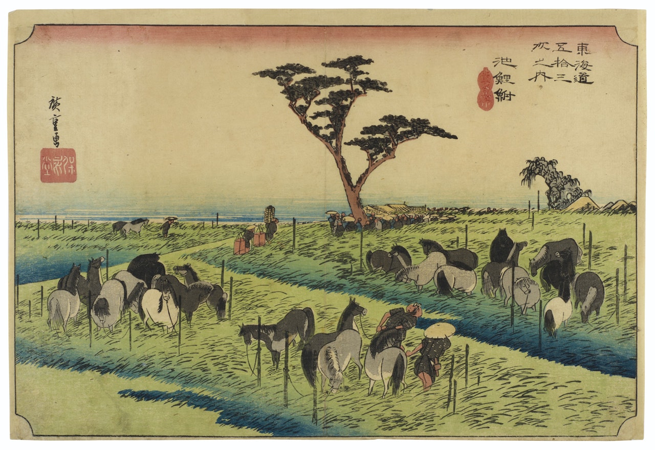 Chiryu, shuka uma ichi (Chiryu: early summer horse fair) by Utagawa Hiroshige