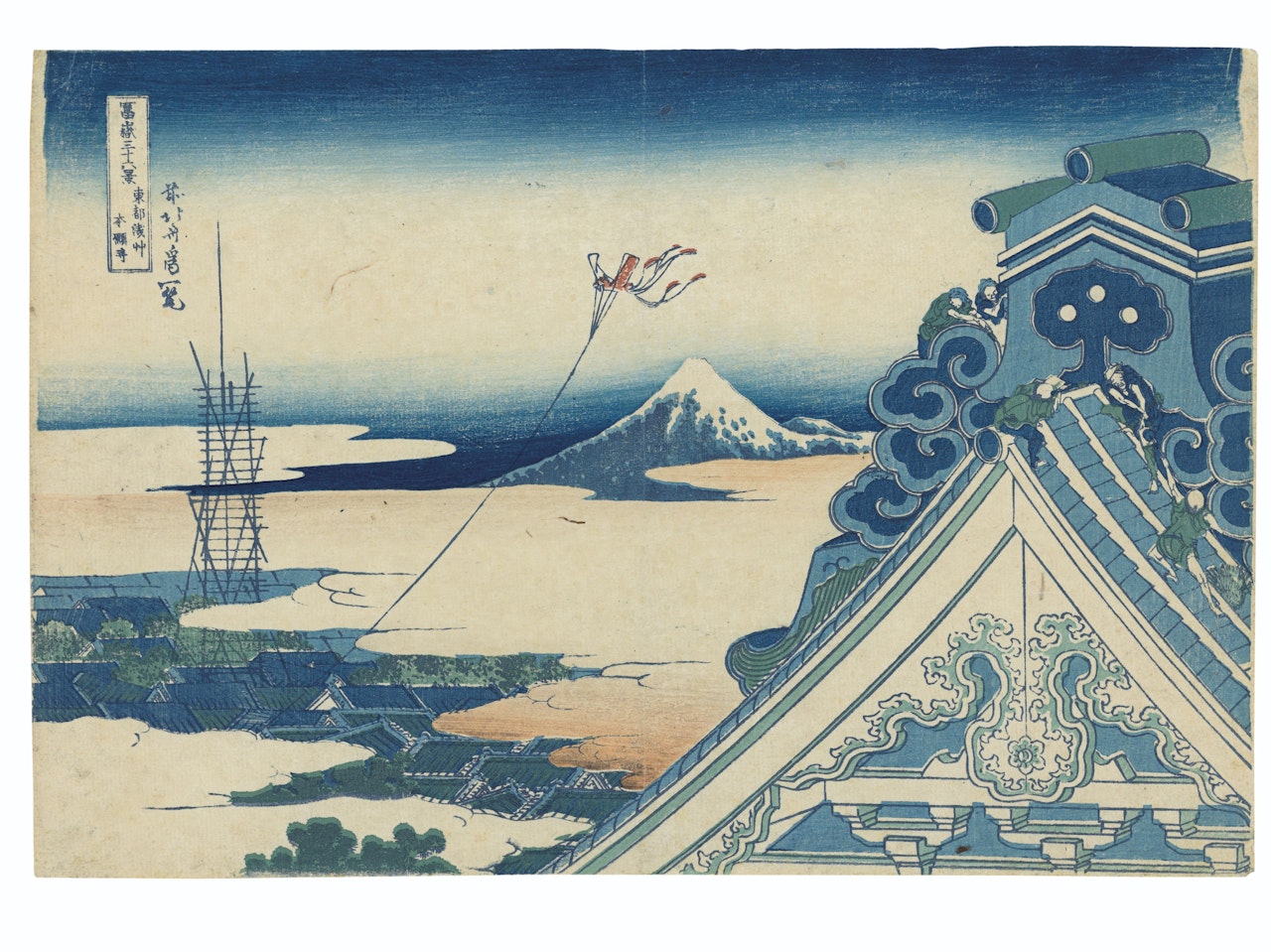 Toto Asakusa Honganji (Honganji Temple at Asakusa) by Katsushika Hokusai