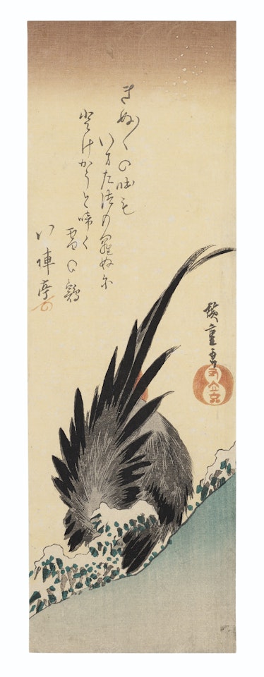 Cockerel in morning snow by Utagawa Hiroshige