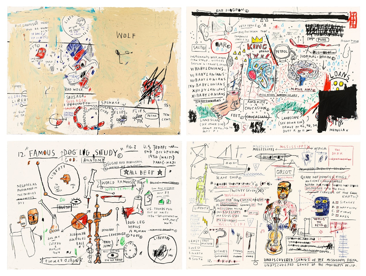 Wolf Sausage, King Brand, Dog Leg Study, Undiscovered Genius by After Jean-Michel Basquiat