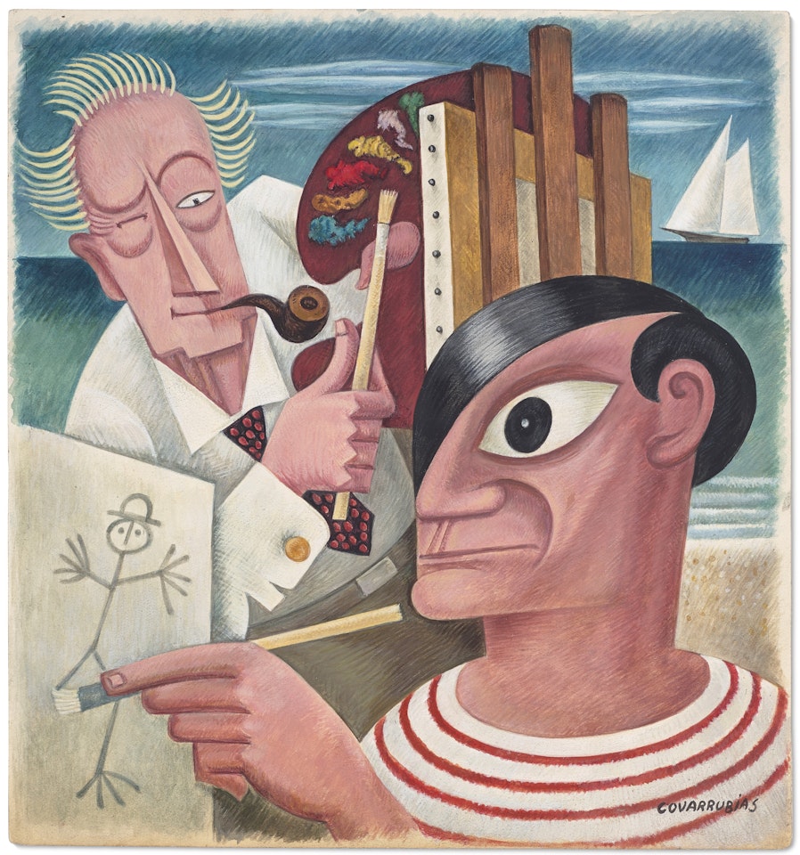 Chandler Christy vs. Pablo Picasso from the Vanity Fair Series Impossible Conversations by Miguel Covarrubias