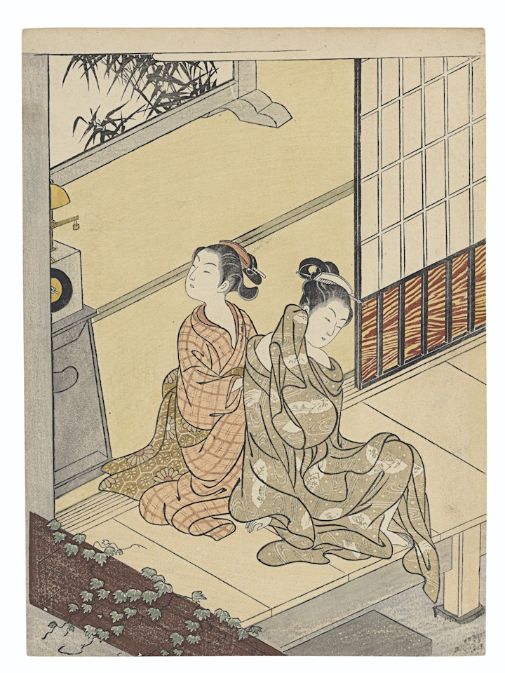 Tokei no bansho (Evening bell of the clock) by Suzuki Harunobu