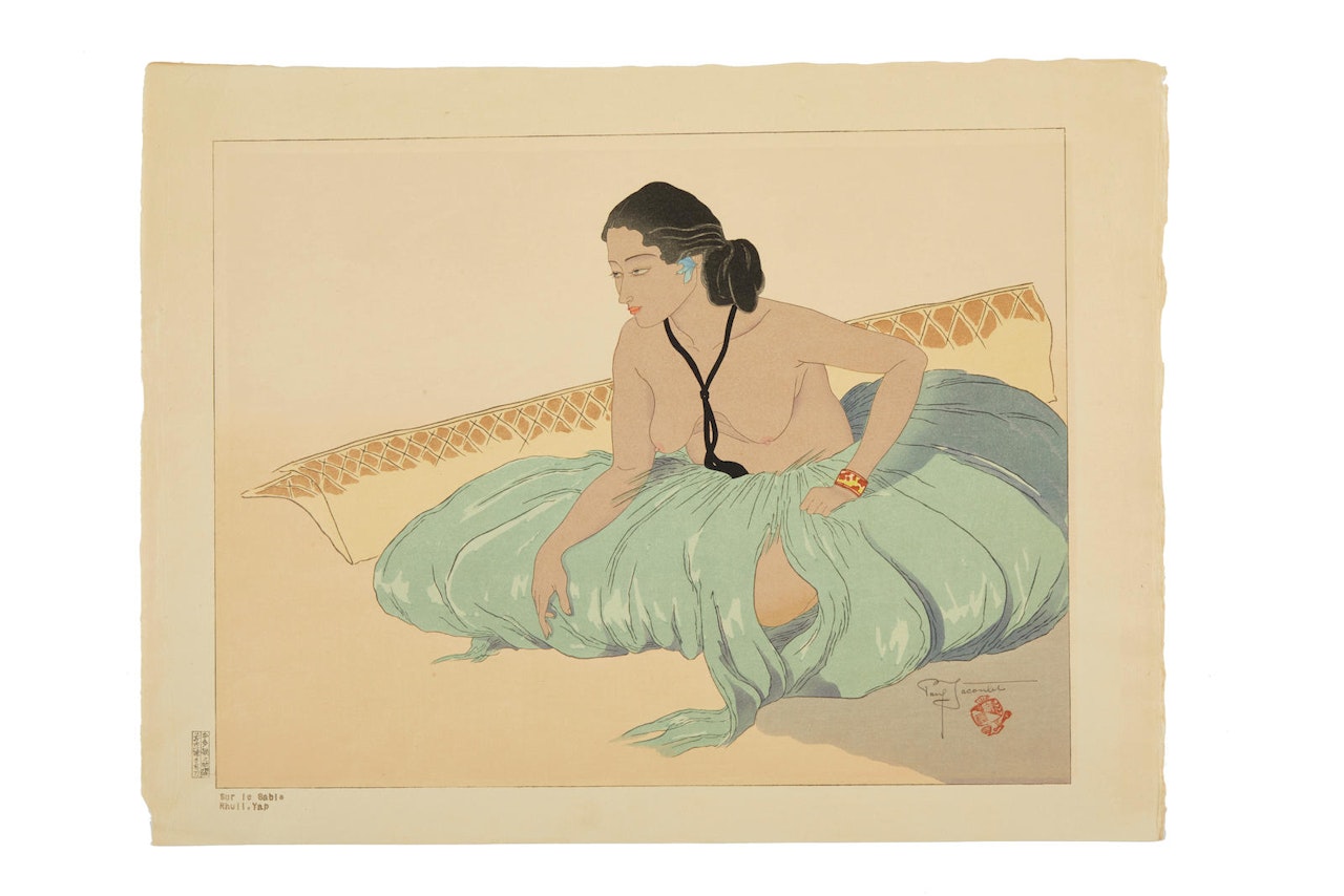 Comprising four woodblock prints by Paul Jacoulet