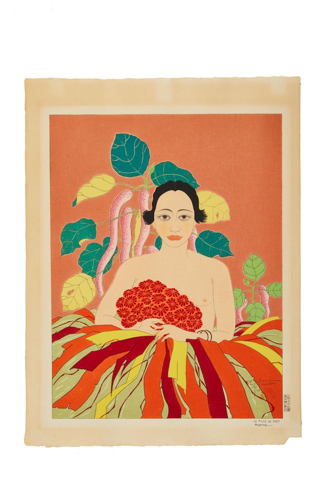 Comprising four woodblock prints by Paul Jacoulet