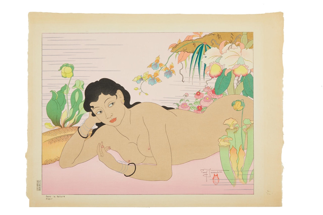 Comprising four woodblock prints by Paul Jacoulet