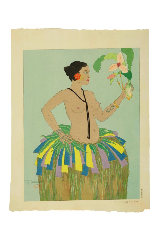 Comprising four woodblock prints by Paul Jacoulet