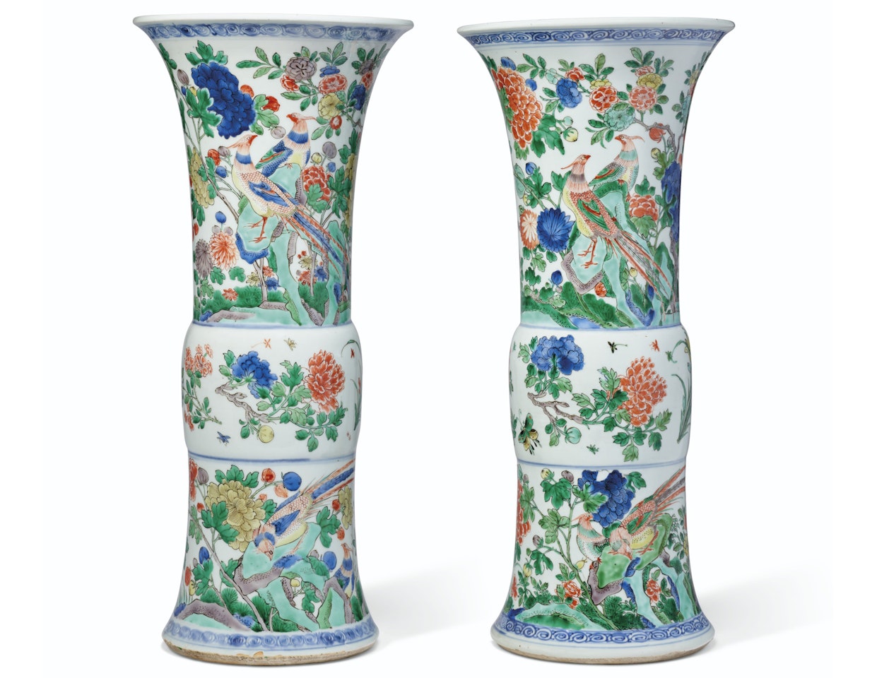 TWO FAMILLE VERTE GU-FORM VASES by Anonymous