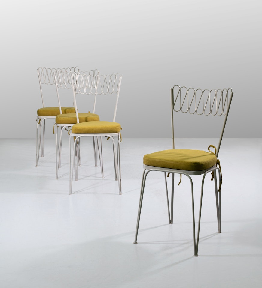 Suite de quatre chaises  dites « Chaise à dossier en volute » by Gio Ponti