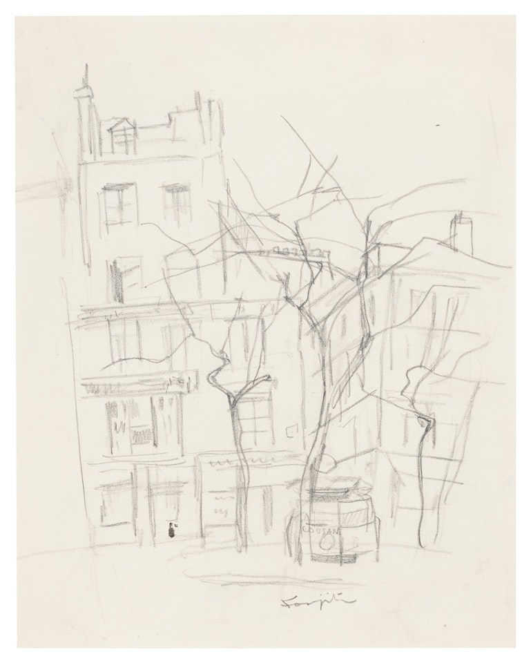 Untitled (Vue de la place a Fangle des rues Gozlin et des Ciseaux, a Paris) by Leonard Tsuguharu Foujita