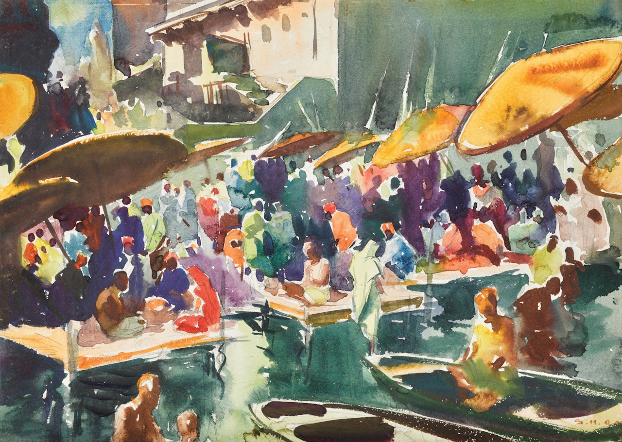 UNTITLED (MARKET SCENE) by Sayed Haider Raza