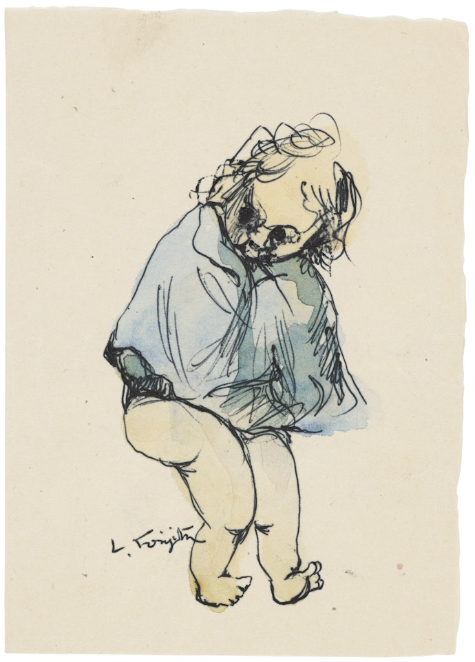 Untitled (Fillette a la cape bleue) by Leonard Tsuguharu Foujita