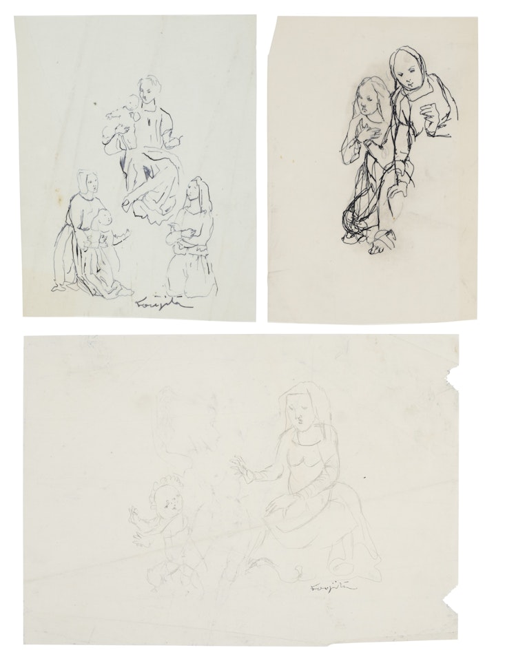 Untitled (Deux enfants); Untitled (L'apparition);& Untitled (La punition) by Leonard Tsuguharu Foujita