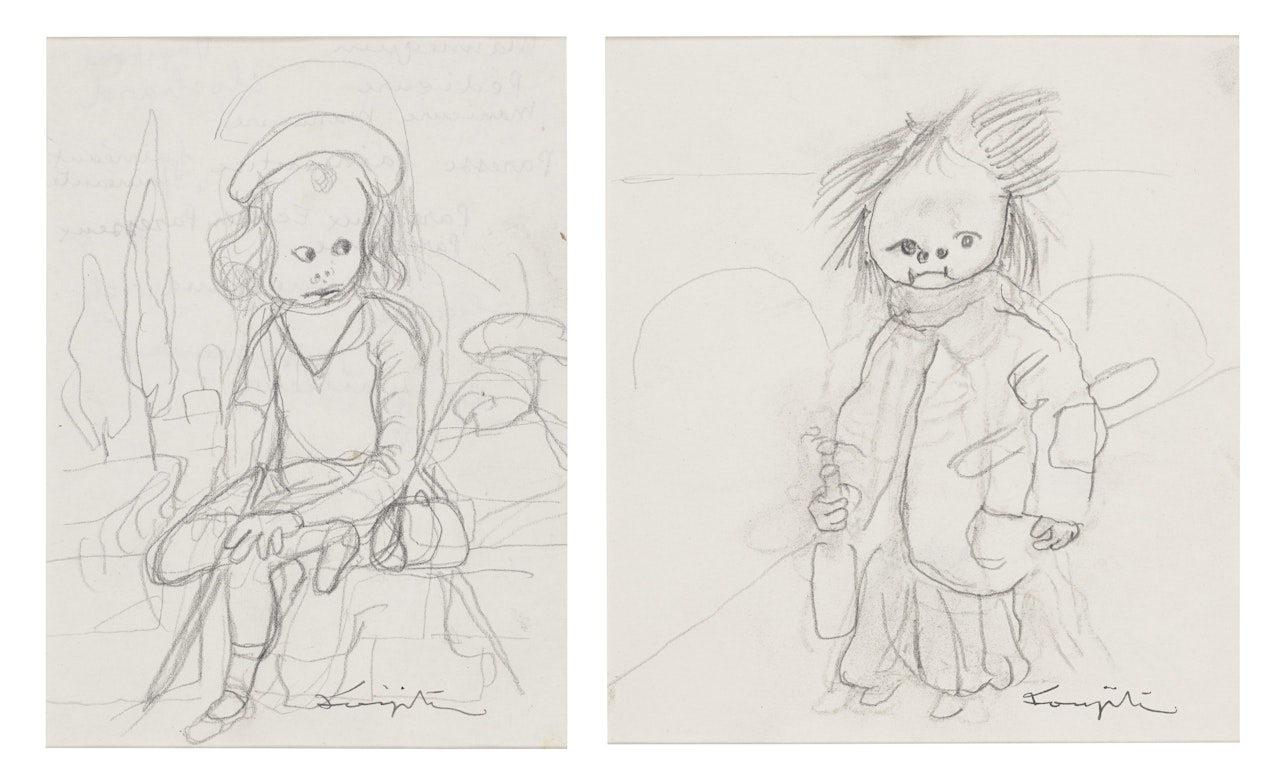 Untitled (Sur le chemin de l'ecole); & Untitled (Le petit Matin) by Leonard Tsuguharu Foujita