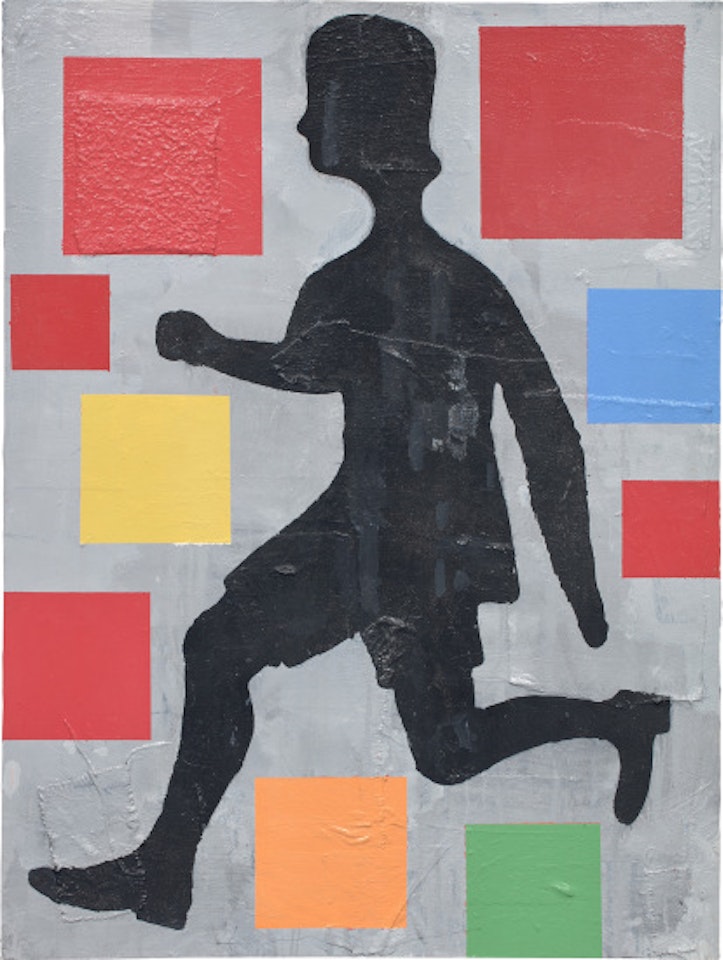Five Color Abstraction with Running Figure by Donald Baechler