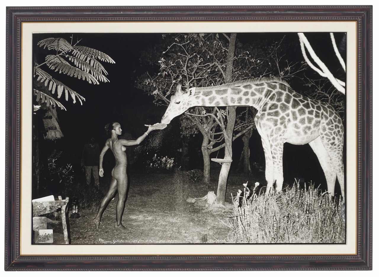 Maureen Gallagher and a night feeder at Hog Ranch, February by Peter Beard