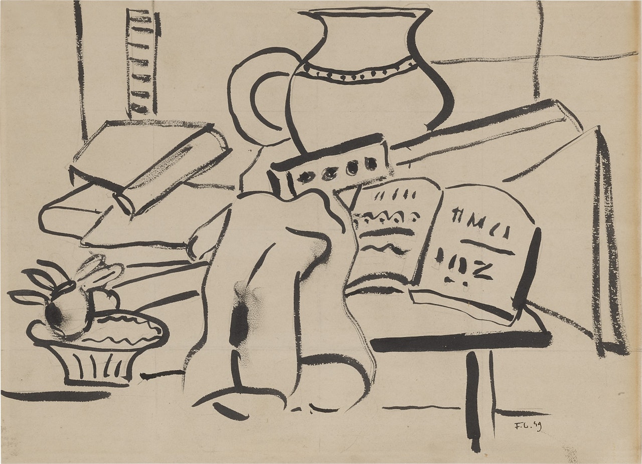 FRUITS, VASE ET LIVRE by Fernand Leger