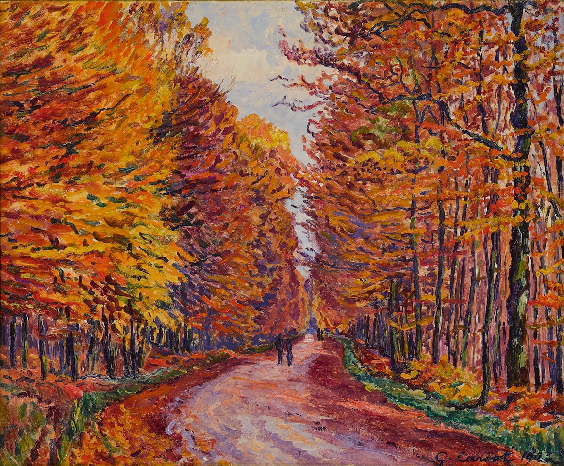 GEORGENBORN, LA ROUTE DE WIESBADEN EN FORÊT, AUTOMNE by Gustave Cariot
