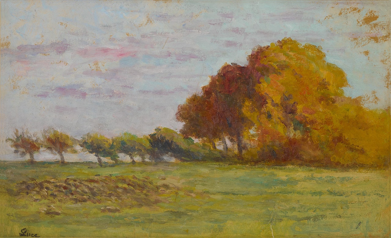 LA PLAINE AUX ENVIRONS DE ROLLEBOISE by Maximilien Luce