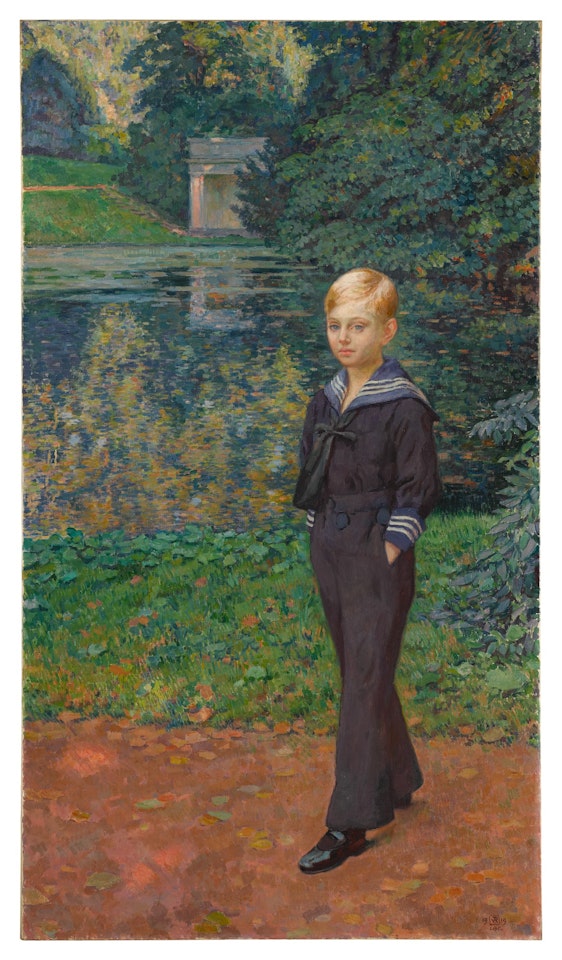 PORTRAIT DE CLAUDE STEVENS EN MARIN, AU JARDIN by Theo van Rysselberghe