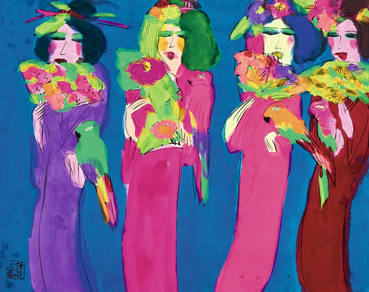 LADIES WITH PARROTS  by Walasse Ting