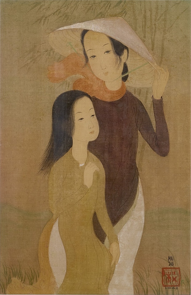 DEUX JEUNES FEMMES (TWO YOUNG LADIES) by Mai Trung Thu