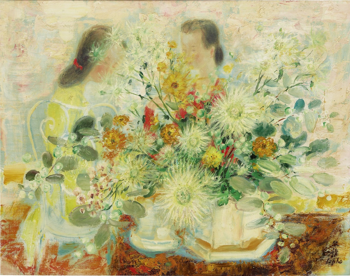 JEUNES FILLES AUX CHRYSANTHÈME BLANCS (YOUNG GIRLS WITH WHITE CHRYSANTHEMUMS) by Le Pho