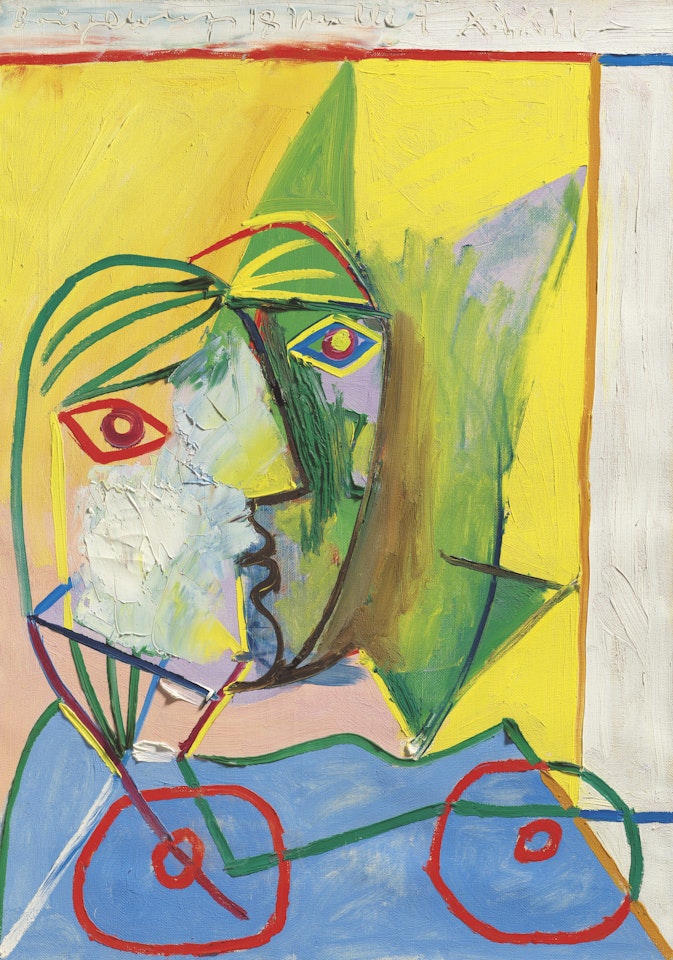 Tête de femme sur fond jaune by Pablo Picasso