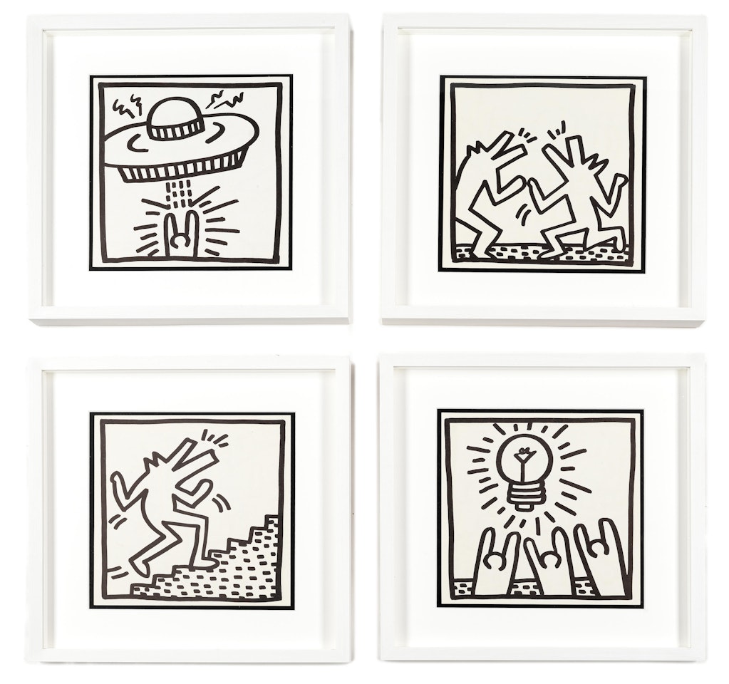 UFO; Barking Dogs; Dog Climbing; Light Bulb by Keith Haring