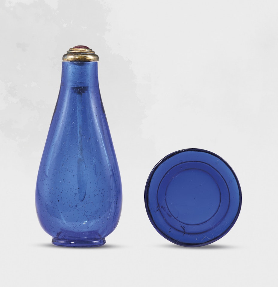 A SAPPHIRE-BLUE GLASS SNUFF BOTTLE by Anonymous